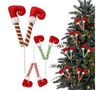 Generico Plush Christmas Leg Picks - Striped Stuffed Feet Decorations, Cute Tree Insert Ornaments, Holiday Accessories Christmas Tree Party Decor Home Office Apartment Store Display