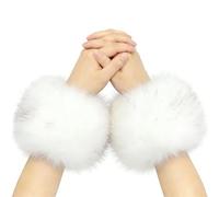 Genérico Plush Fĺuffy Faux Fox 35x14cm - Furry Wrist Cuff | Luxury Faux Ƒur Wristband Plush Arm Sleeve Winter Warmers Soft Stylish Cózy Fashion Accessory | Outdoor Cold Weather Use