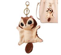Genérico Plush Flying Squirrel Keychain Charm - Cute Mini Squirrel Plush Toy | Backpack And Handbag Pendant | Soft Animal-Shaped Accessory For Keys And Purses, Realistic Flying