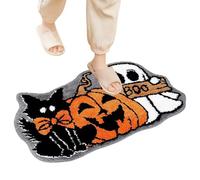 Genérico Plush Halloween Bath Mat - Cute Non-Slip Indoor Rug with Ghost, Pumpkin, and Cat Design, Soft Shower Carpet for Bathroom, Home Entryway, Toilet, Floor & Spooky Holiday Decoration