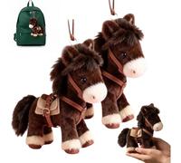 Genérico Plush Horse Keychain - 7.08-Inch Soft Pony Bag Charm & Fuzzy Horse Plushie Key Ring - Valentine Gift for Kids,Year of the Horse Backpack Ornament (2pcs)