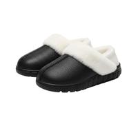 Genérico Plush-Lined Cotton Slippers with Covered Heel, Memory Foam Arch Support and Non-Slip Sole, Warm Cozy House Shoes for Indoor Outdoor Use, Slip-On Comfort for Women (Black,235(35-36))