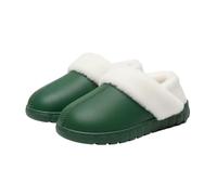 Genérico Plush-Lined Cotton Slippers with Covered Heel, Memory Foam Arch Support and Non-Slip Sole, Warm Cozy House Shoes for Indoor Outdoor Use, Slip-On Comfort for Women (Green,255(39-40))
