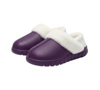 Genérico Plush-Lined Cotton Slippers with Covered Heel, Memory Foam Arch Support and Non-Slip Sole, Warm Cozy House Shoes for Indoor Outdoor Use, Slip-On Comfort for Women (Purple,245(37-38))