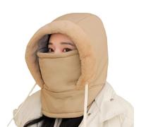 Genérico Plush-Lined Thickened Thermal Hat with Face Mask for Men and Women, Plush Windproof Hat Ski Cold Winter Scarf Warm (Khaki)