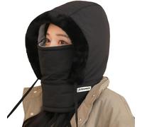 Genérico Plush-Lined Thickened Thermal Hat with Face Mask for Men and Women, Ski Cold Winter Scarf Warm,Winter Balaclava (Black)