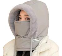 Genérico Plush-Lined Thickened Thermal Hat with Face Mask for Men and Women, Ski Cold Winter Scarf Warm,Winter Balaclava (Light Gray)