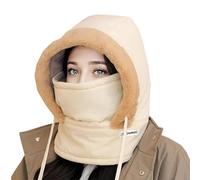Genérico Plush-Lined Thickened Thermal Hat with Face Mask for Men and Women, Windproof Warm Ski Winter Face Mask Hats (Beige)