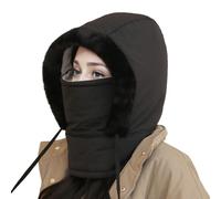 Genérico Plush-Lined Thickened Thermal Hat with Face Mask for Men Women,3 in 1 Balaclava Winter Hats,Ski Mask (Black)