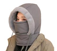Genérico Plush-Lined Thickened Thermal Hat with Face Mask, Unisex Water Resistant Windproof Thermal Ski Mask Scarf (Dark Grey)