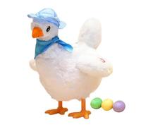 Genérico Plush Musical Egg Laying Hen Toy - Velvet Yellow Or White 28x20x16cm with 3 Eggs - Funny Electronic Toy For Kids Dog Feeder - Battery Operated 3AA Not Included
