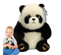 Genérico Plush Panda, Realistic Stuffed Polar Bear, Cotton Material, Soft Huggable Doll, Adorable Cushion, Kids Growth Companion, Cuddly Toy, 12 Inches, White & Black, Multi-Purpose, 1 Piece