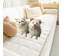 Genérico Plush Pet Couch Cover,Non-Slip Washable Couch Covers for Pets,Ultra-Soft Quilted Fluffy Plush Sofa Protector with Waterproof Lining, Suitable for Dogs and Cats (White,27 * 83in)