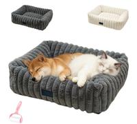 Genérico Plush Rectangle Dog Bed, Winter Warm Thickened Cozy Calming Cat Nest, Washable Soft Luxurious Pet Cave with Anti-Slip Bottom and Removable Zipper Cover