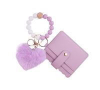Genérico Plush Wallet Keychain, Card Holder Wristlet Set, 88g Slim Heart