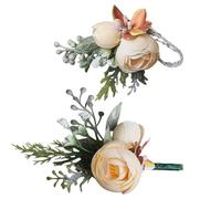 Genérico Pocket Boutonniere Sets - Premium Durrable Silks, Handmade Artificial Floral Designs, High Qualiity Grooms Mens Corsages, Realistic Fake Flowered Wristbands - For Proms Wedding Dinners Party