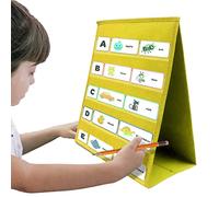 Genérico Pocket Chart Stand - Desktop Tabletop Pocket Chart | Self-Standing Portable Classroom Charts For Students and Teachers, Eco-Friendly Non-Woven Fabric, High-Density Cardboard, Blue Yellow Red