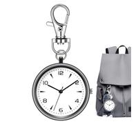 Genérico Pocket Clip Watch, Round Key Chain Clock for Backpack, Portable Silent Timepiece for Men, Women, School, Outdoor Travel, Work Desk, Unisex Hanging Clock, 3.23x1.57x0.28 Inches