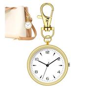 Genérico Pocket Clip Watch, Round Key Chain Clock for Backpack, Portable Silent Timepiece for Men, Women, School, Outdoor Travel, Work Desk, Unisex Hanging Clock, 3.23x1.57x0.28 Inches