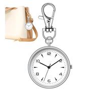 Genérico Pocket Clip Watch, Round Key Chain Clock for Backpack, Portable Silent Timepiece for Men, Women, School, Outdoor Travel, Work Desk, Unisex Hanging Clock, 3.23x1.57x0.28 Inches