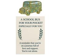 Generico Pocket Hug Cards, 2D School Bus Design, 3.94x2.76in Handmade Supportive Keepsake, Portable Pocket Sized Token for Toddler, Boys, Girls, Collectors, Birthday, Holiday, Celebrations