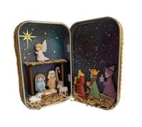 Genérico Pocket Nativity | Mini 3D Festive Decorative Holy Figurines | Christmas Jesus Figurines in Box | for Shelf Office Home Bedroom Living Room