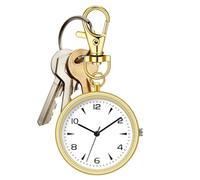 Genérico Pocket Watch Clip, Round Key Chain Timepiece for Men and Women, Silent Travel Clock with Backpack Hook, Portable Quiet Watch for School, Office, Outdoor, Home Use, 3.23x1.57 Inches