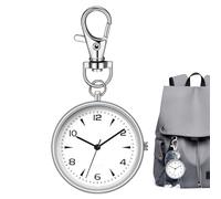 Genérico Pocket Watch Clip, Round Key Chain Timepiece for Men and Women, Silent Travel Clock with Backpack Hook, Portable Quiet Watch for School, Office, Outdoor, Home Use, 3.23x1.57 Inches