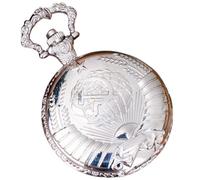Genérico Pocket Watch, Hammer Sickle Icon, diseño estampado, Pentagram Wheat Pattern, Fashion Accessory, Chain Included, Unisex, Vintage Style, Men and Women, Perfecto para ocasiones especiales