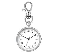 Generico Pocket Watch, Round Key Chain Clip, Unisex Portable Quiet Clock, Compact and Lightweight Design, 3.23x1.57x0.28 Inches, Ideal for Home, Workplace, School, Travel, Outdoor, Backpack, plateado