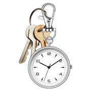Genérico Pocket Watch, Round Key Chain Clip Watch, 3.23x1.57x0.28 Inches Unisex Portable Silent Clock with Display, Travel Timepiece Carabiner for Backpack Purse Belt, Home School