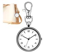 Genérico Pocket Watch, Round Key Chain Clip Watch, 3.23x1.57x0.28 Inches Unisex Portable Silent Clock with Display, Travel Timepiece Carabiner for Backpack Purse Belt, Home School