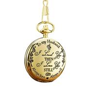 Genérico Pocket Watch with Chain, Engraved Classic Design Numeral Scale, Elegant Gift for Men from Father, Wife, Son, Perfect for Valentine’s Day, Father’s Day, Christmas