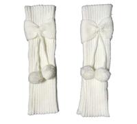 Genérico Polainas de Caza Baby Girls Cute Bowknot Pompom Knit Leg Middle Knee Boot Socks Cuffs Toppers Polainas Rando, blanco, Talla única
