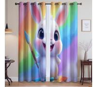 Genérico Poliéster Cortinas Termicas Aislantes Dibujo Animado Animal Conejito Lindo Cortinas Salon para Salón y Dormitorio, Colorido, 140An x 260Al cm, 2 Piezas