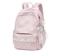 Genérico Polka Dot Backpack Lace Backpack Y2k Aesthetic Large Laptop Daypack (Pink,With charm)