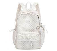 Genérico Polka Dot Backpack Lace Backpack Y2k Aesthetic Large Laptop Daypack (White,With charm)