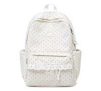 Genérico Polka Dot Backpack Lace Backpack Y2k Aesthetic Large Laptop Daypack (White,Without charm)