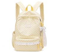 Genérico Polka Dot Backpack Lace Backpack Y2k Aesthetic Large Laptop Daypack (Yellow,With charm)