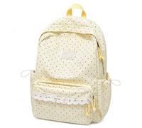 Genérico Polka Dot Backpack Lace Backpack Y2k Aesthetic Large Laptop Daypack (Yellow,Without charm)