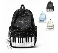 Genérico Polka Dot Piano Backpack, Music Themed Polka Dot Backpack (Black)