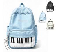 Genérico Polka Dot Piano Backpack, Music Themed Polka Dot Backpack (Blue)