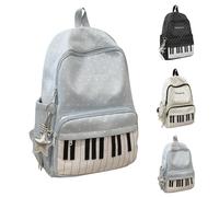 Genérico Polka Dot Piano Backpack, Whimsical Y2K Polka Dot Music Backpack with Star Charm, Lightweight Bag for Campus, Commute, Work, Travel (Blue)