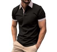 Generico Polo de manga larga para hombre básico camisetas elegante camiseta cuello ajuste regular trabajo golf tenis poloshirt polo manga corta hombre simple pero elegante, Negro-C, XXXL