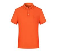 Genérico Polo Hombre Cuello Reverso Bolsillo Cultura Publicidad Manga Corta Camiseta Empresa Trabajo Top Liso para Hombres y Mujeres, naranja, M