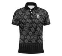 Genérico Polo Hombre Estilo tailandés Tradicional Impreso Conmemorativo Oficial Tejido Cómodo Transpirable Corte Moderno Alto Casual Viaje, A-le negro, L