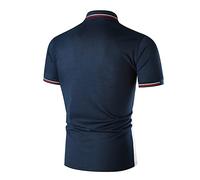 Genérico Polo Hombre Manga Corta Slim Fit,Camiseta Informal De Primavera Y Verano para Hombre Camisa De Retazos con Solapa A Rayas Camiseta Holgada De Manga Corta A La