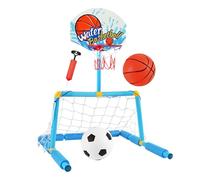 Genérico Pool Basketball Hoop - 2-in-1 Pool Football Gate - Interactive Water Play Toy Basketball Hoop with 2 Balls and 1 Pump for Kids Ages 4+, Adults, Backyard