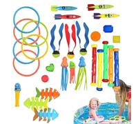 Genérico Pool Dive Toys - Juego de entrenamiento subacuático colorido Set Kids Adults Multiplayer Diving Anillos Sticks and Torpped for Backyard Poolside Nimons Pool Swimons Family Summer Party