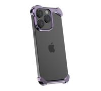 Genérico Poomelo Irregular Titanium Alloy Bumper Borderless Case for iPhone with Lens Protector, Shockproof Borderless Protective Cover for iPhone13/14/15/16/17Pro MAX (Purple,For 17pro)